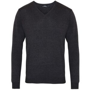 Premier Mens V-Neck Knitted Sweater Sweatshirt Workwear Sizes XS-4XL / Charcoal